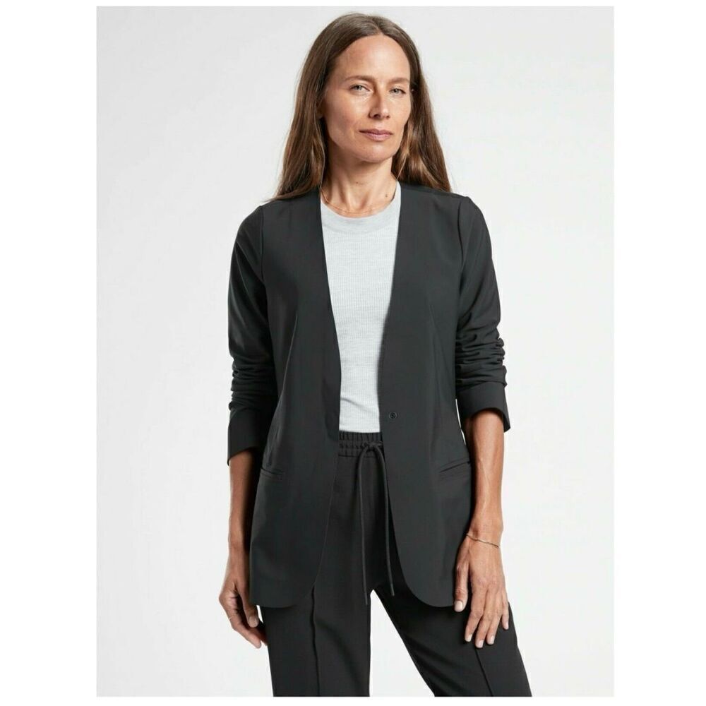 Athleta Women’s Black Avenue Single Snap Button Performance Blazer Jacket